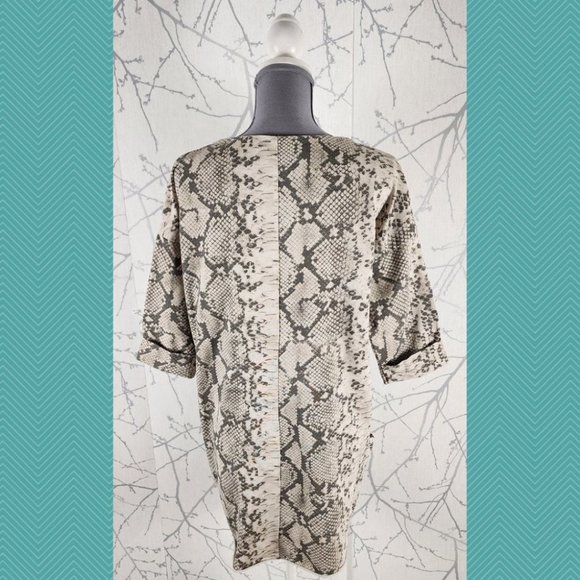 Wi & Co Beige Snakeskin Printed Cotton Blend Tunic Dress - Picture 3 of 4